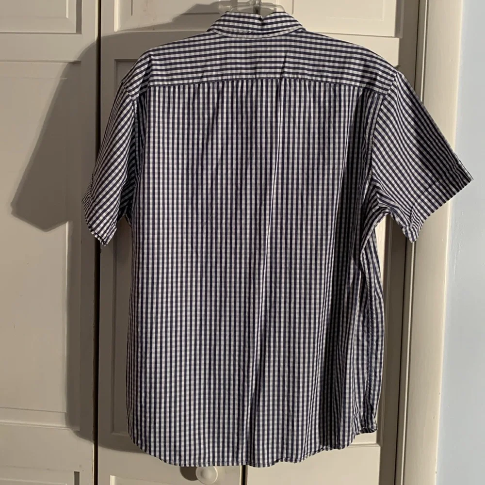 Banana Republic Blue & Grey Checkered Casual Button Down Shirt EUC